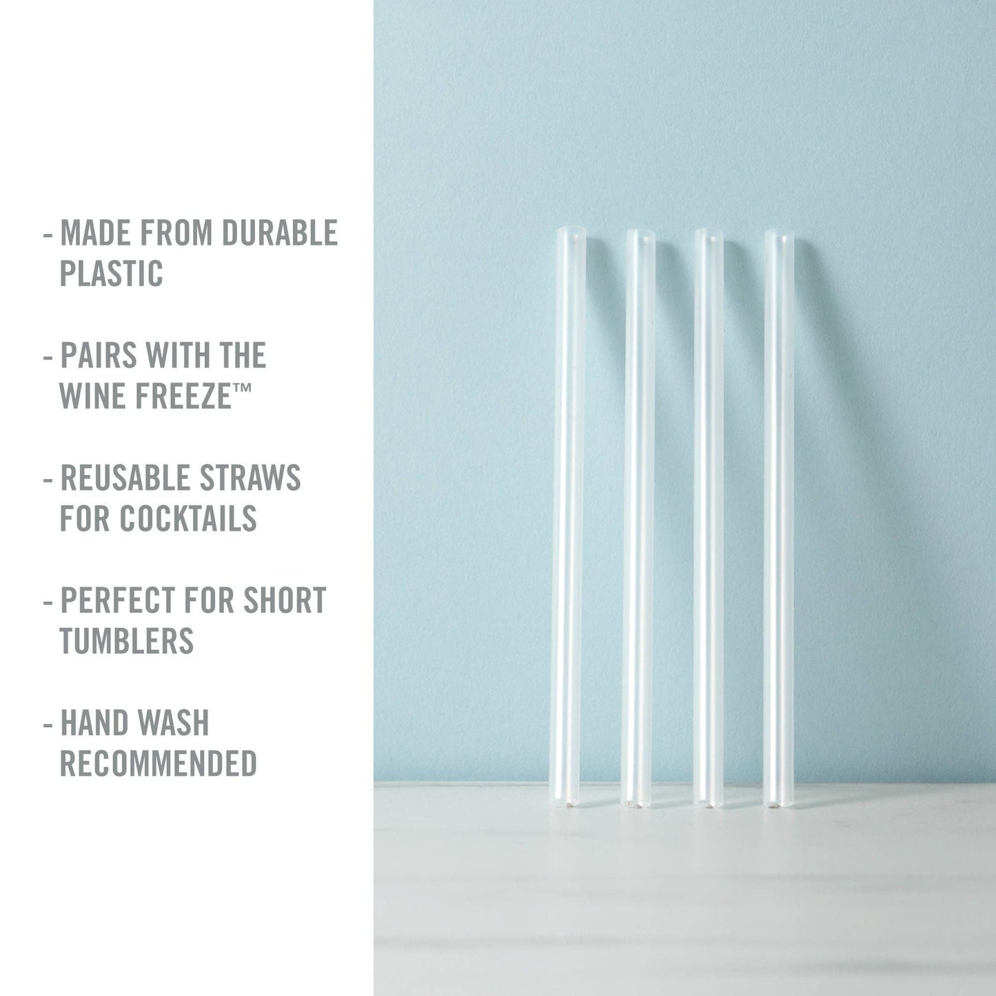 Wine FREEZE™ Reusable Plastic Short Straws - Set of 4