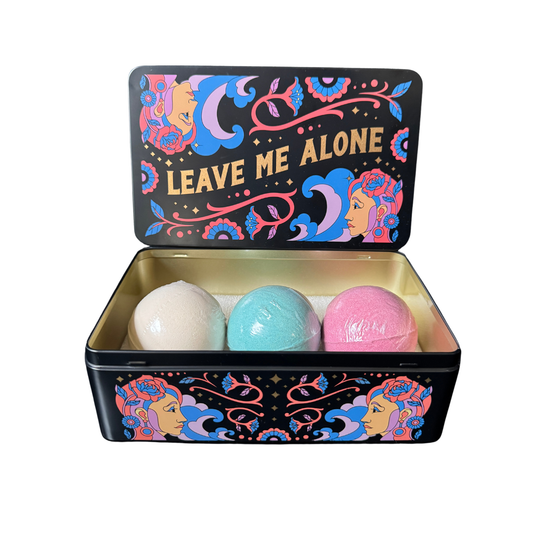 Leave Me Alone Bath Bomb Set in Reusable Tin Box (gifts)