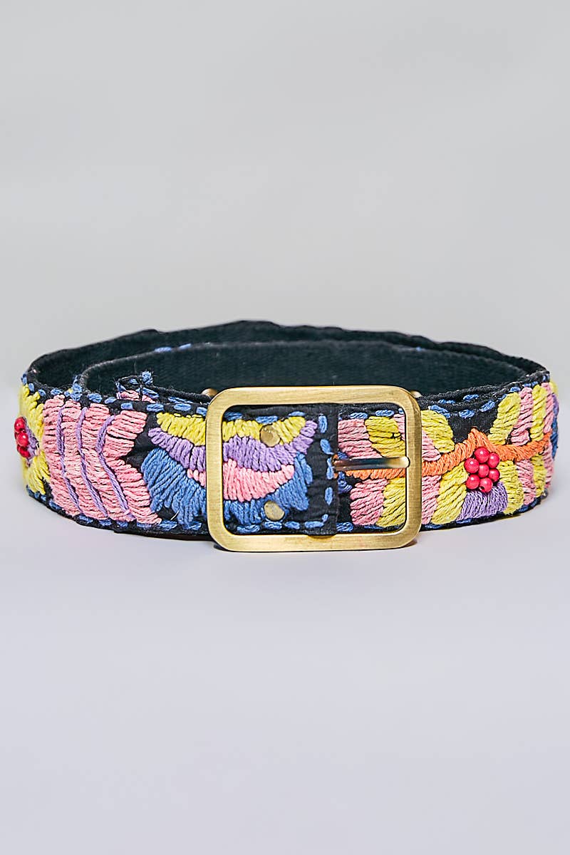 Handcrafted Flower Embroidered Bead Accessory Belt