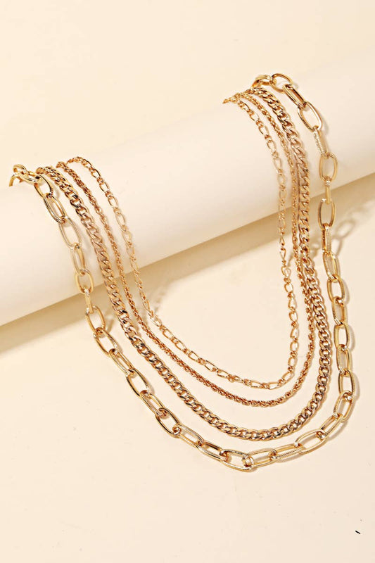 Multi Layered Gold Cable Chain Necklace