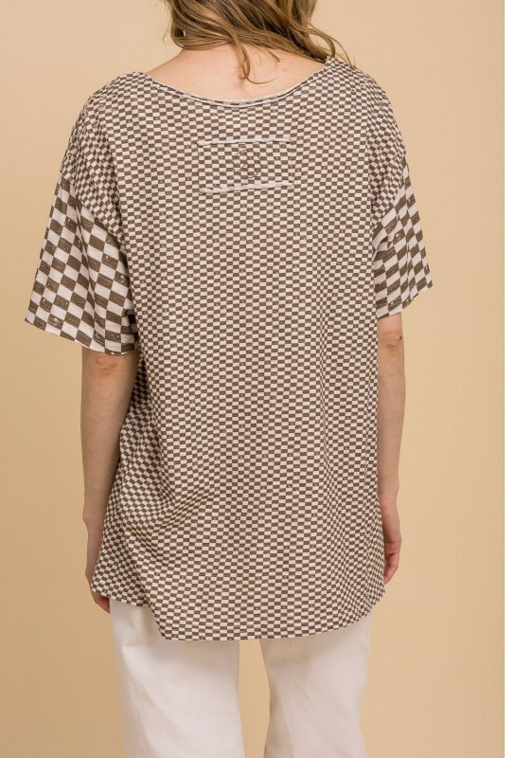MOCHA CHECKERED SHORTSLEEVE SHIRT