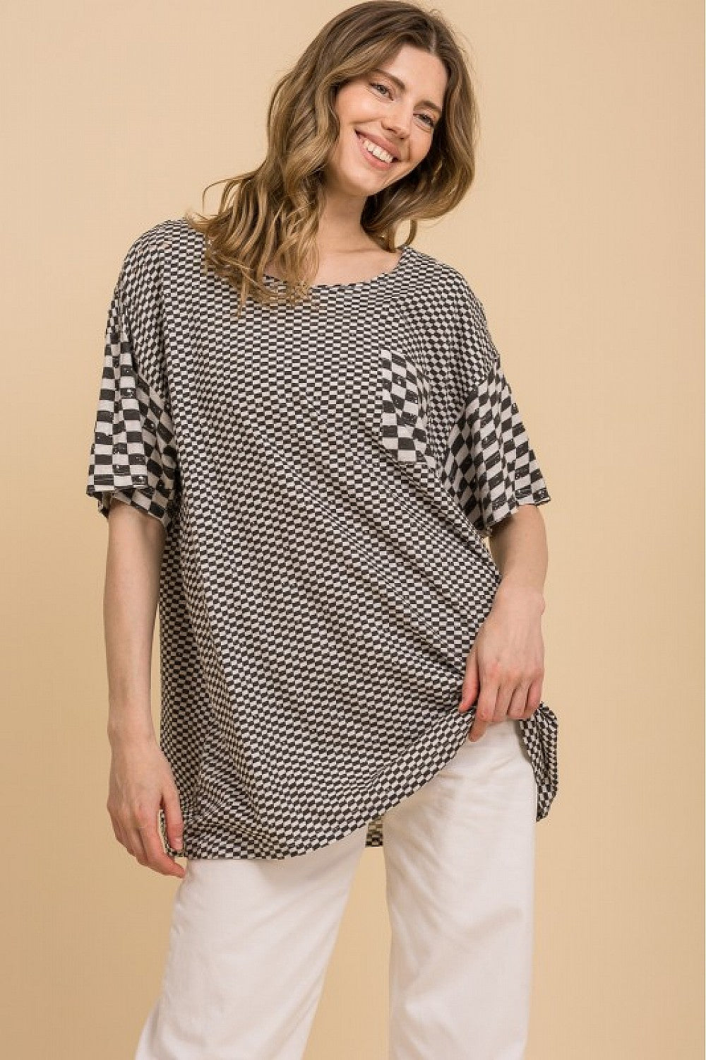 BLACK CHECKERED SHORTSLEEVE SHIRT