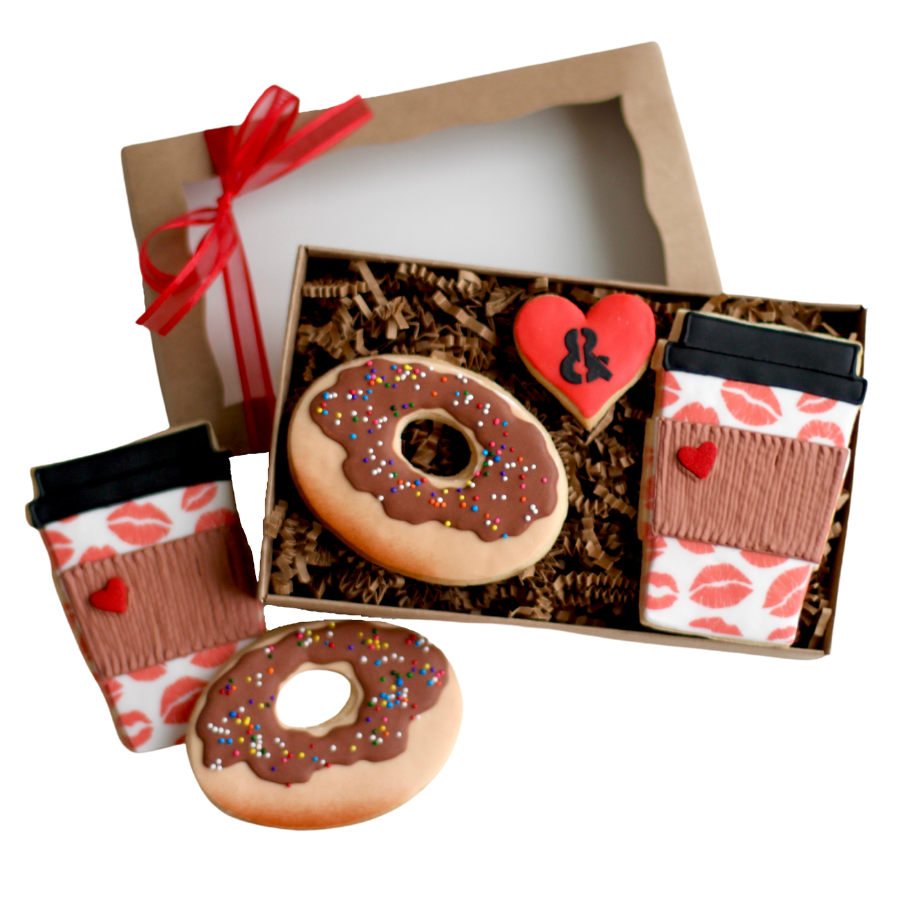 3 Pc. We Go Together- Coffee/Donut Cookie Valentine Gift Box