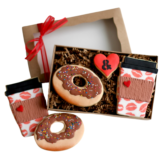 3 Pc. We Go Together- Coffee/Donut Cookie Valentine Gift Box
