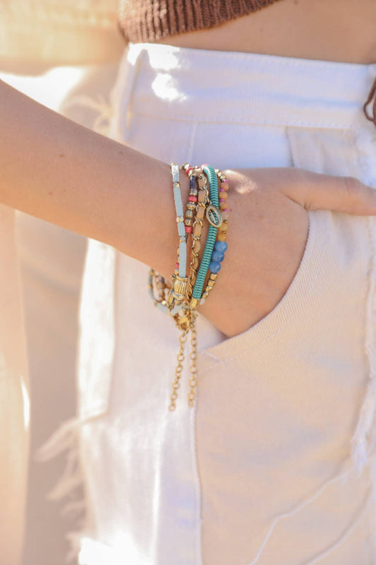 Teal Multi Stacked Suede Bracelet