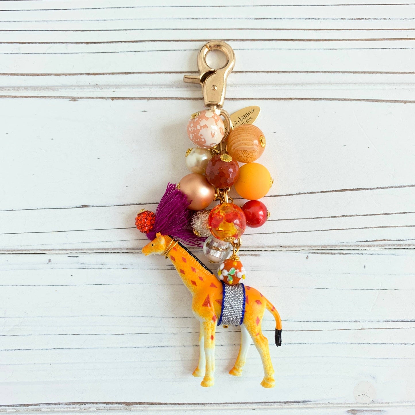 Beaded Giraffe Purse Charm