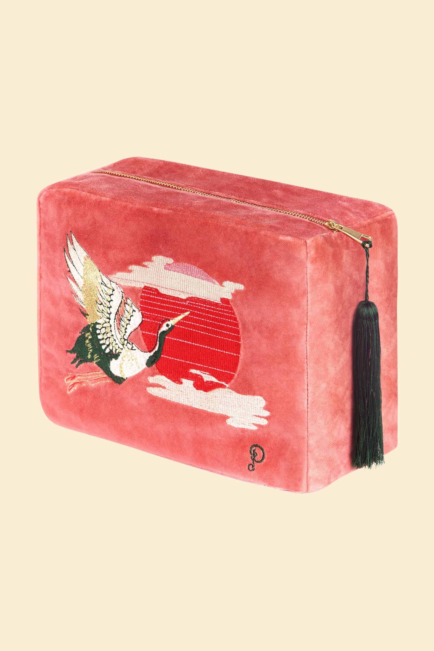 Velvet Vanity Bag - Crane at Sunrise in Petal