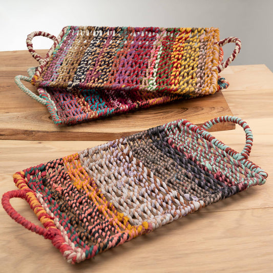 Colorful Jute Trays with Handles