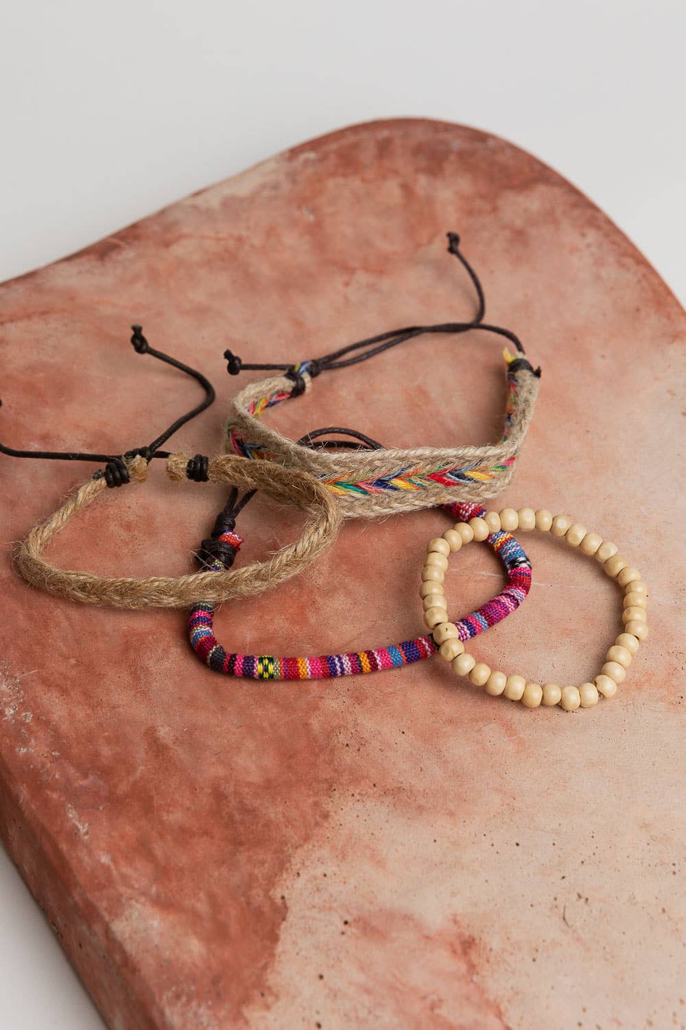 Wooden Beads and Color Hemp Braided Bracelet Set