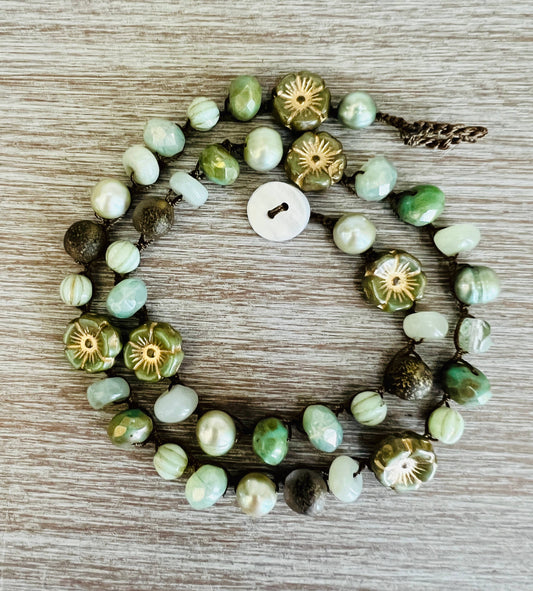 Marshland Wrap Bracelet Necklace With Freshwater Pearls