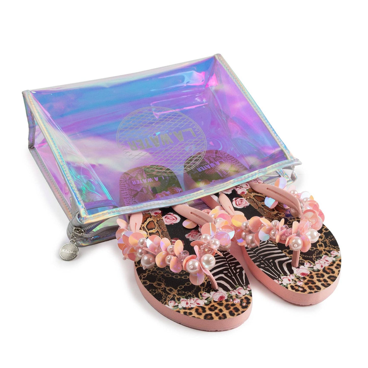 Pink Leopard Zebra Patch slippers