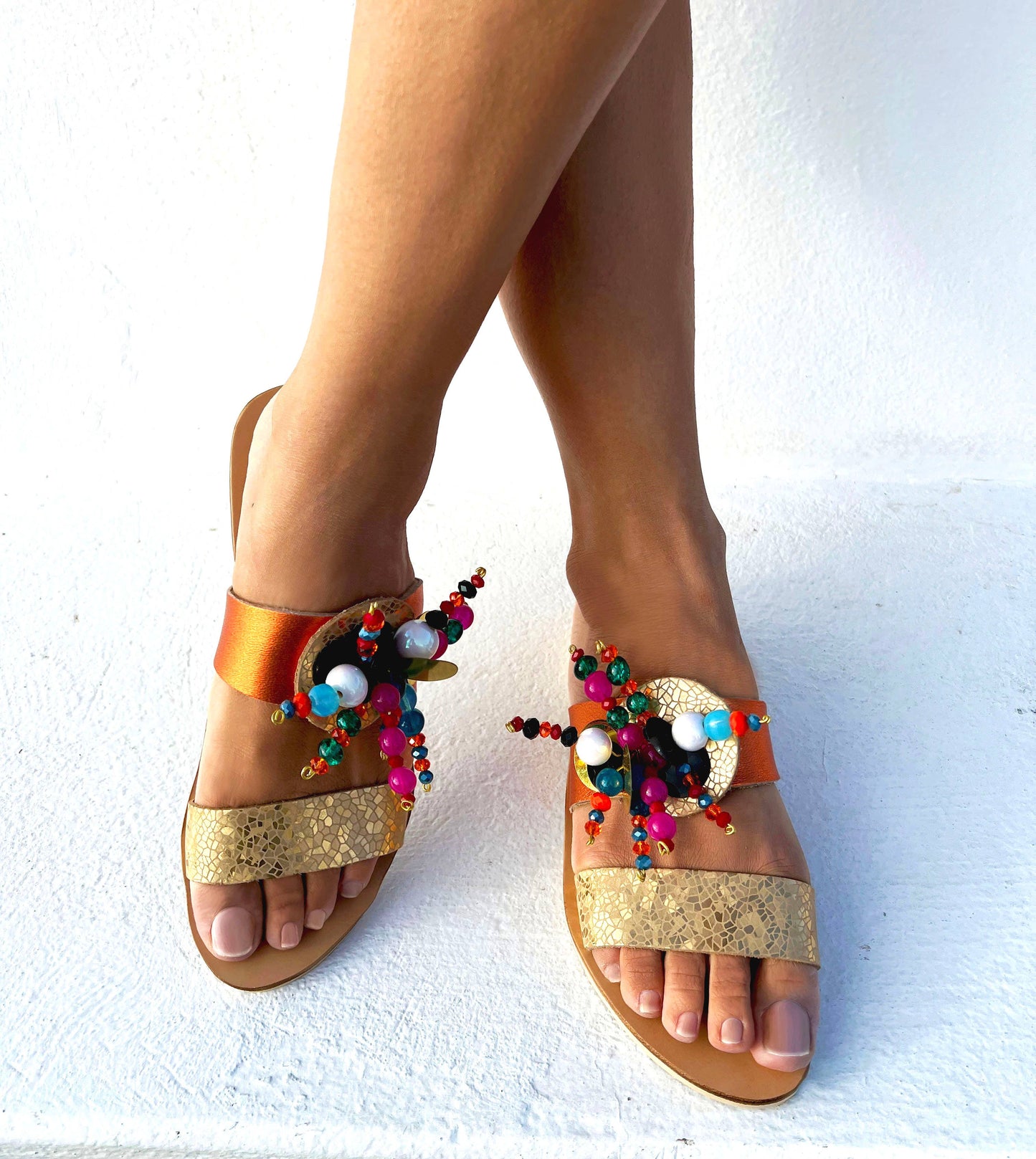 LENOR Embellished slide flat sandals