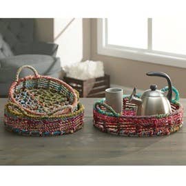 Colorful Jute Round Trays