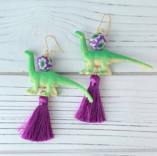 The Billie Brontosaurus Tassel Earrings