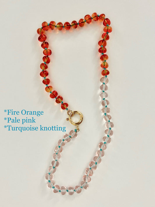 Orange & Pink Gold Closure Bauble Necklace