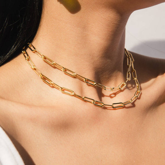 18K Gold Plated Paper Clip Necklace