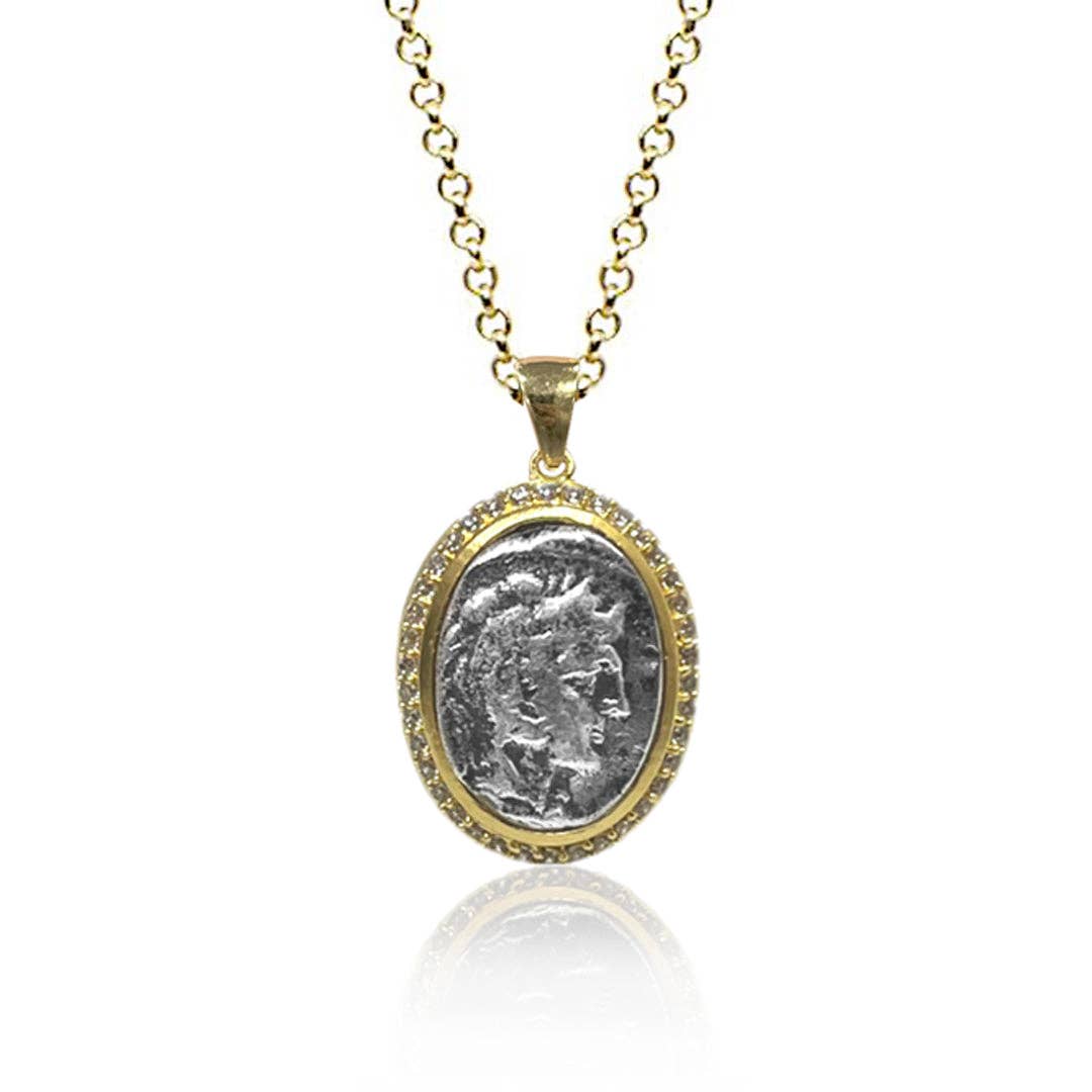 MIXED METAL MONETA COIN PENDANT