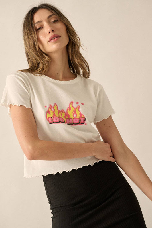 Too Hot Cropped Lettuce Edge Graphic Baby Tee