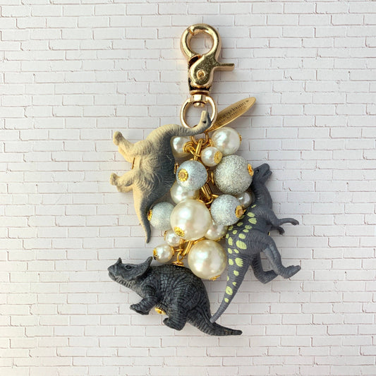 Favorite Dinosaur Bag Charm & Keychain in Slate