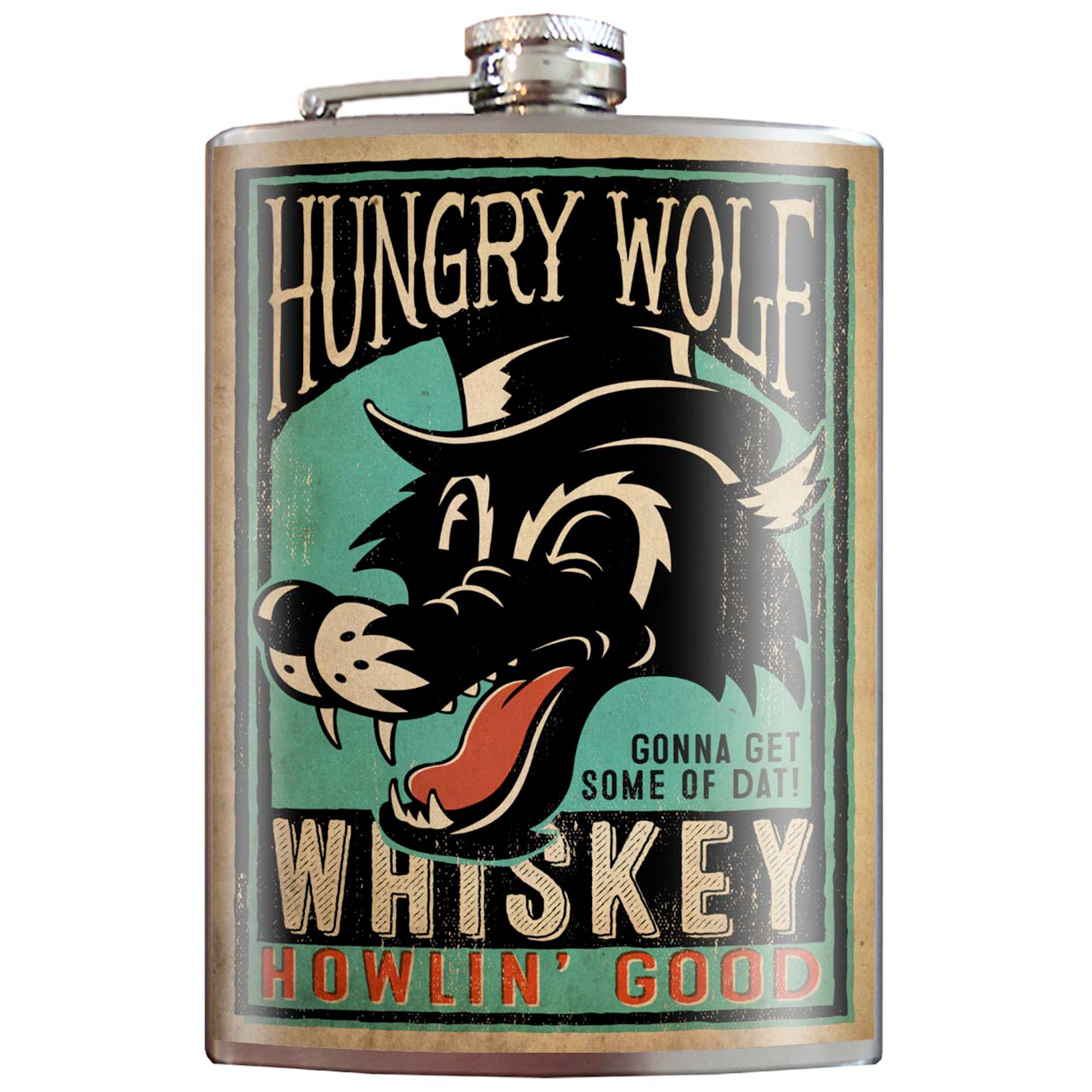 Hungry Wolf Whiskey Flask