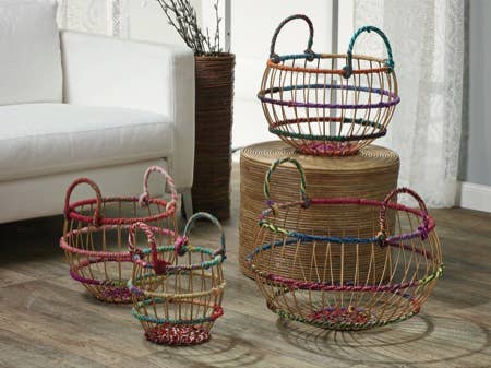 Colorful Jute Baskets Set of 4