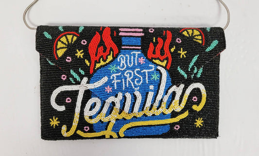 BEADED TEQUILA PARTY POP ART CLUTCH